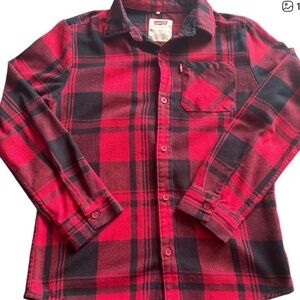 Levi's Kids Black and Red Flannel Button Down Shirt